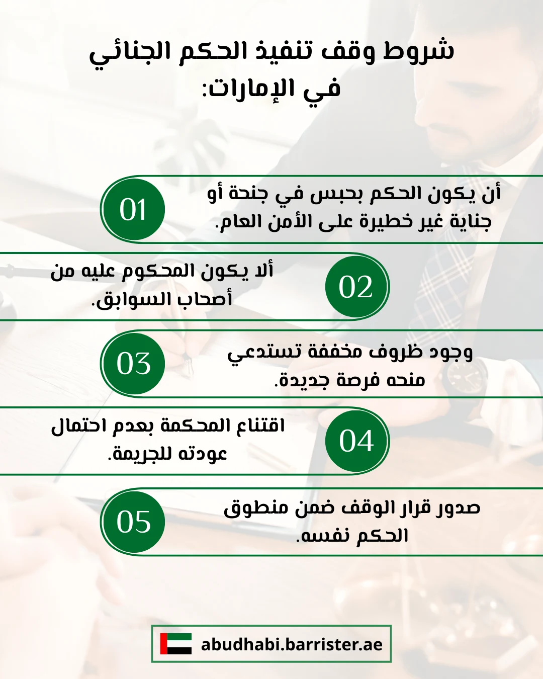 شروط وقف تنفيذ الحكم الجنائي في الإمارات